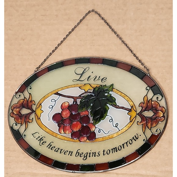 Painted Stained‎ Glass Live Like Heaven Begins Tomorrow Ready to hang - Picture 1 of 5